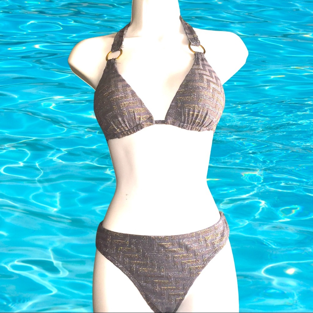 MAGIC BRA GRAY/ GOLD BIKINI SIZE S